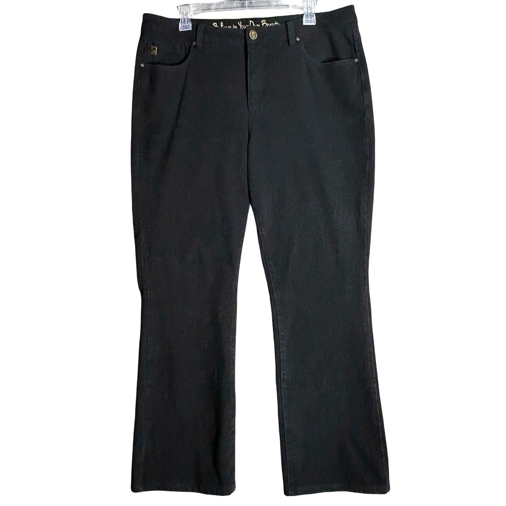 Belle by Kim Gravel Womens Black Straight Leg Jeans Size 16 Believe In Your Own